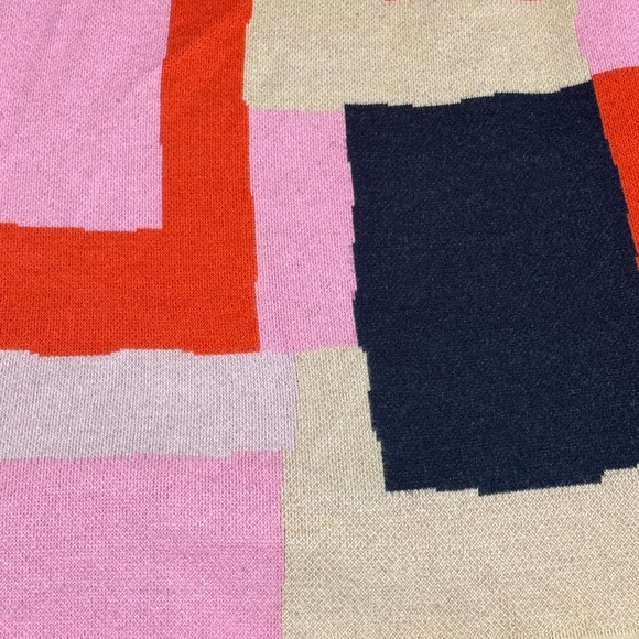 Anthropologie Pink and Red Geometric Turtleneck Sweater - Picture 3 of 6